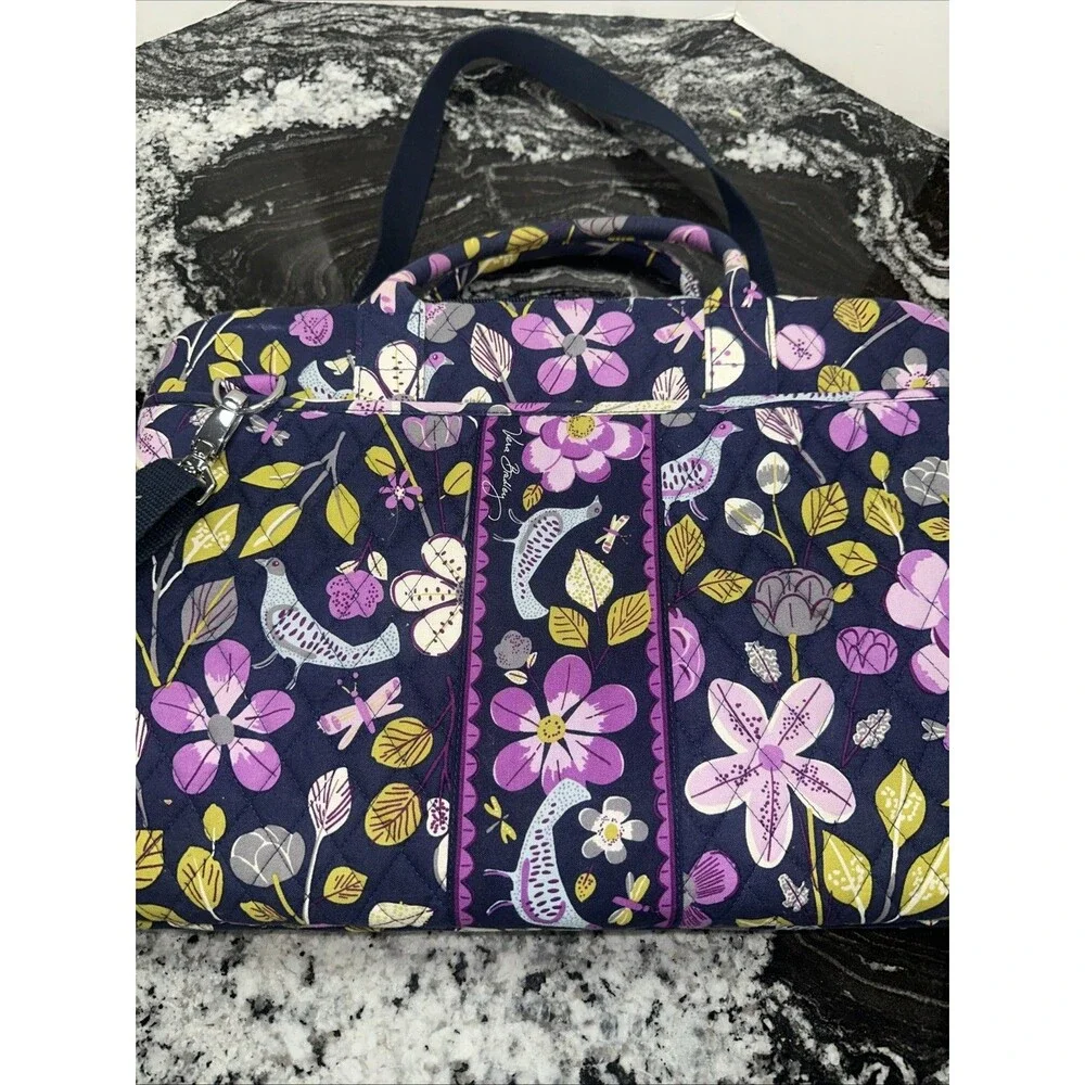 Vera Bradley Floral Nightingale Quilted Laptop Portfolio Hard Shell Bag 17”
